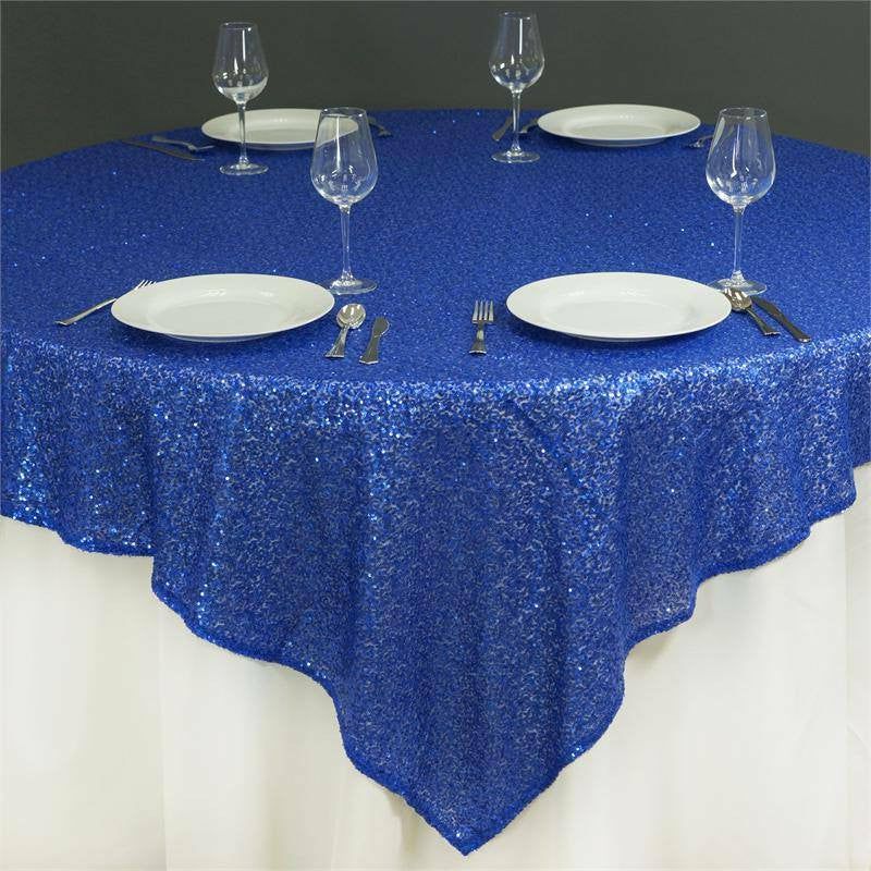 Royal Blue Sequin Sparkly Square Table Overlay 72″x72″  |   Sequin Sequin Royal blue