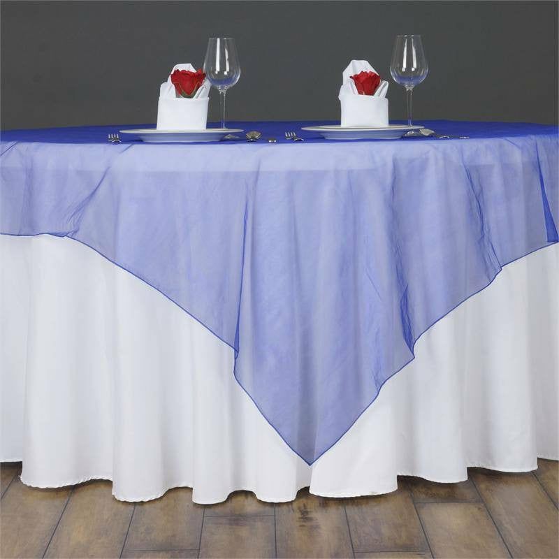 Royal Blue Sheer Organza Square Table Overlay 60″x60″  |   Sheer Organza Sheer Organza Royal blue