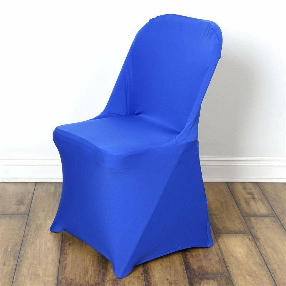 Royal Blue Spandex Stretch Fitted Folding Slip On Chair Cover 160 GSM  |   Spandex Fitted Folding Chair Covers Royal blue