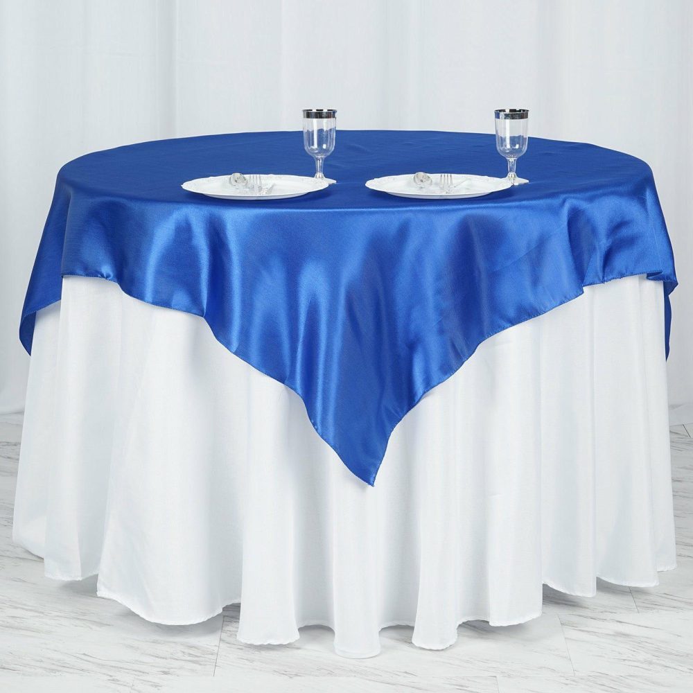 Royal Blue Square Smooth Satin Table Overlay 60″x60″  |   Satin & Taffeta Satin & Taffeta Royal blue