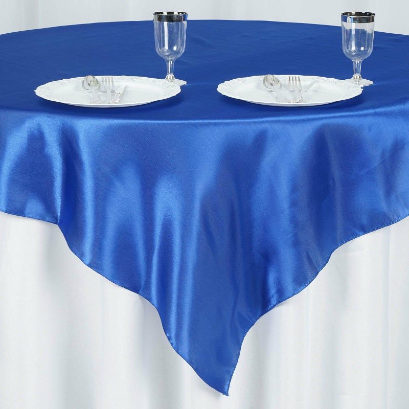 Royal Blue Square Smooth Satin Table Overlay 60″x60″  |   Satin & Taffeta Satin & Taffeta Royal blue