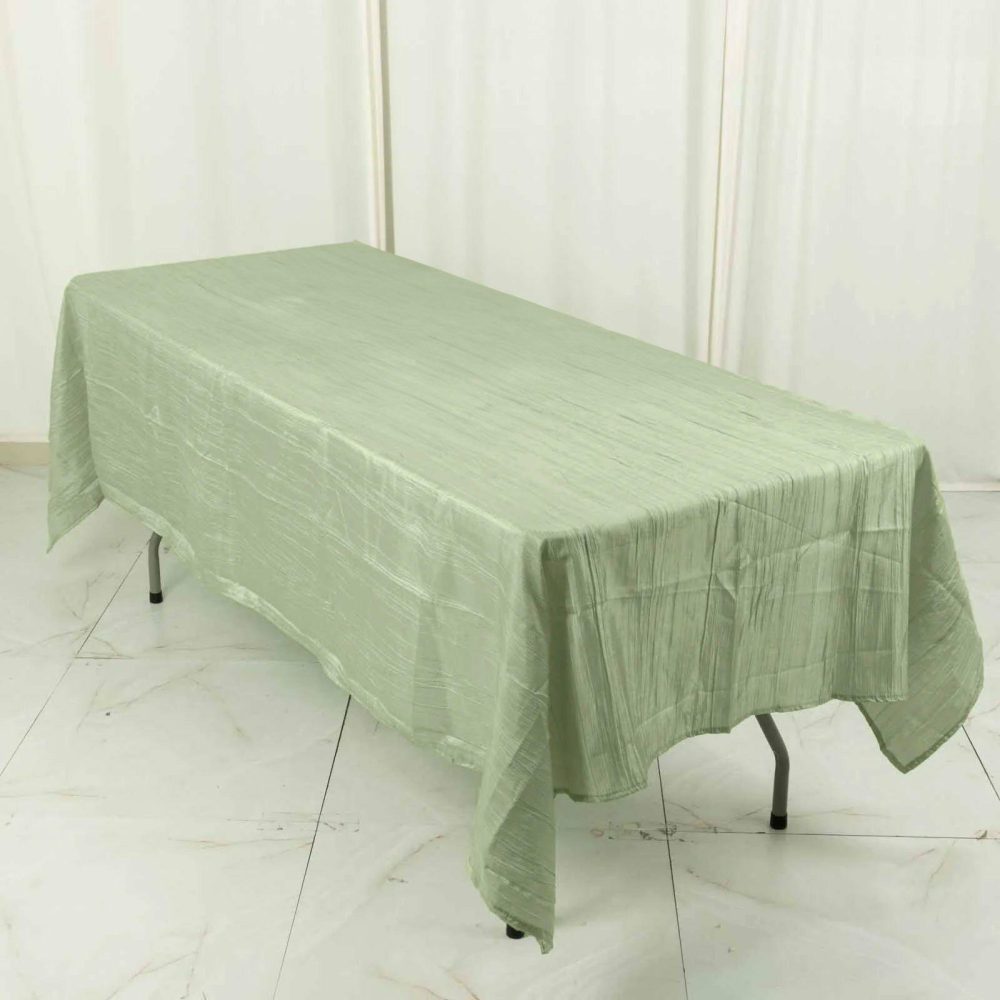 Sage Green Accordion Crinkle Taffeta Seamless Rectangle Tablecloth 60″x102″  |   Pintuck, Crinkle & Leaf Pintuck, Crinkle & Leaf Pintuck, Crinkle & Leaf