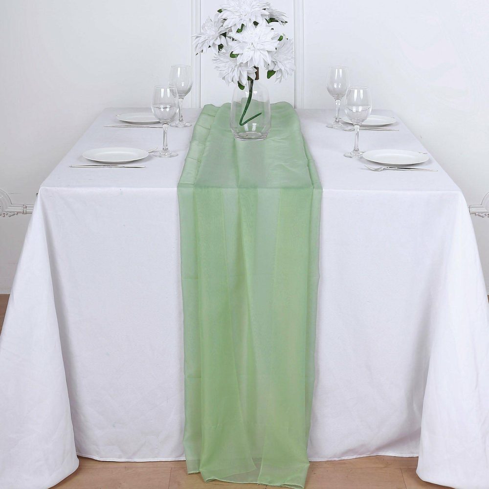 Sage Green Premium Chiffon Table Runner 6ft  |   Organza & Chiffon Organza & Chiffon Organza & Chiffon