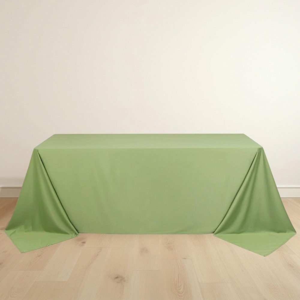 Sage Green Premium Scuba Rectangular Tablecloth, Wrinkle Free Polyester Seamless Tablecloth – 90″x132″ for 6 Foot Table With Floor-Length Drop  |   Polyester Polyester Polyester