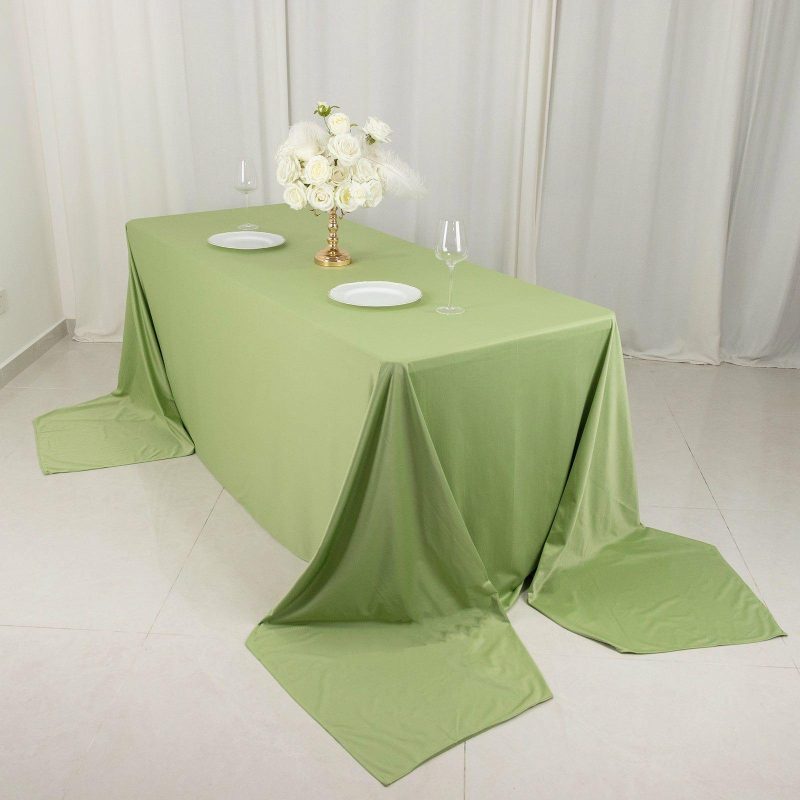 Sage Green Premium Scuba Rectangular Tablecloth, Wrinkle Free Polyester Seamless Tablecloth – 90″x156″  |   Polyester Polyester Polyester