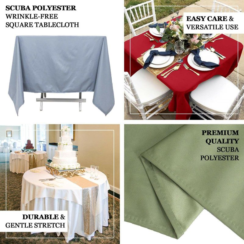 Sage Green Premium Scuba Square Tablecloth, Wrinkle Free Polyester Seamless Tablecloth 70″  |   Polyester Polyester Polyester