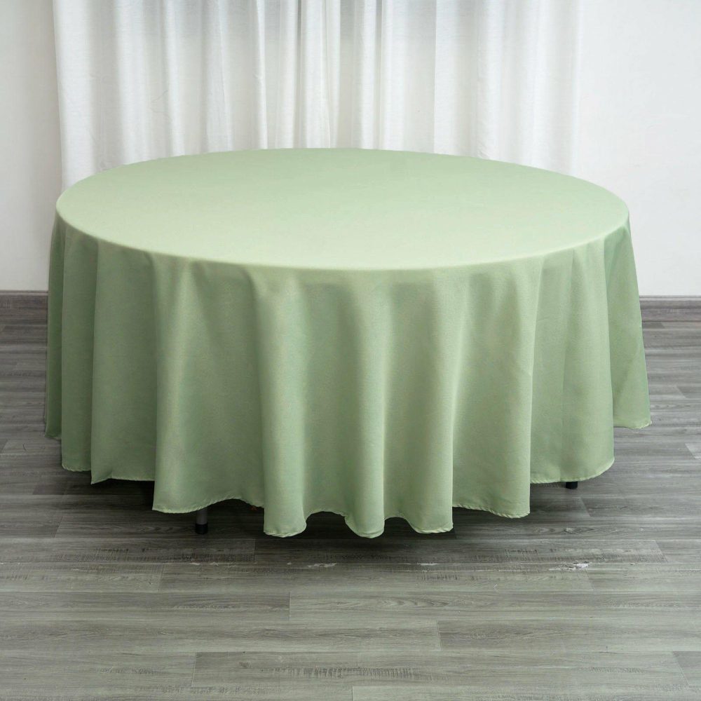 Sage Green Seamless Polyester Round Tablecloth 108″  |   Polyester Polyester Polyester