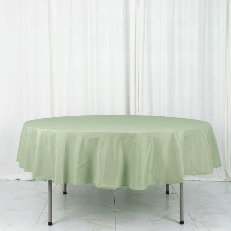 Sage Green Seamless Polyester Round Tablecloth 90″  |   Polyester Polyester Polyester