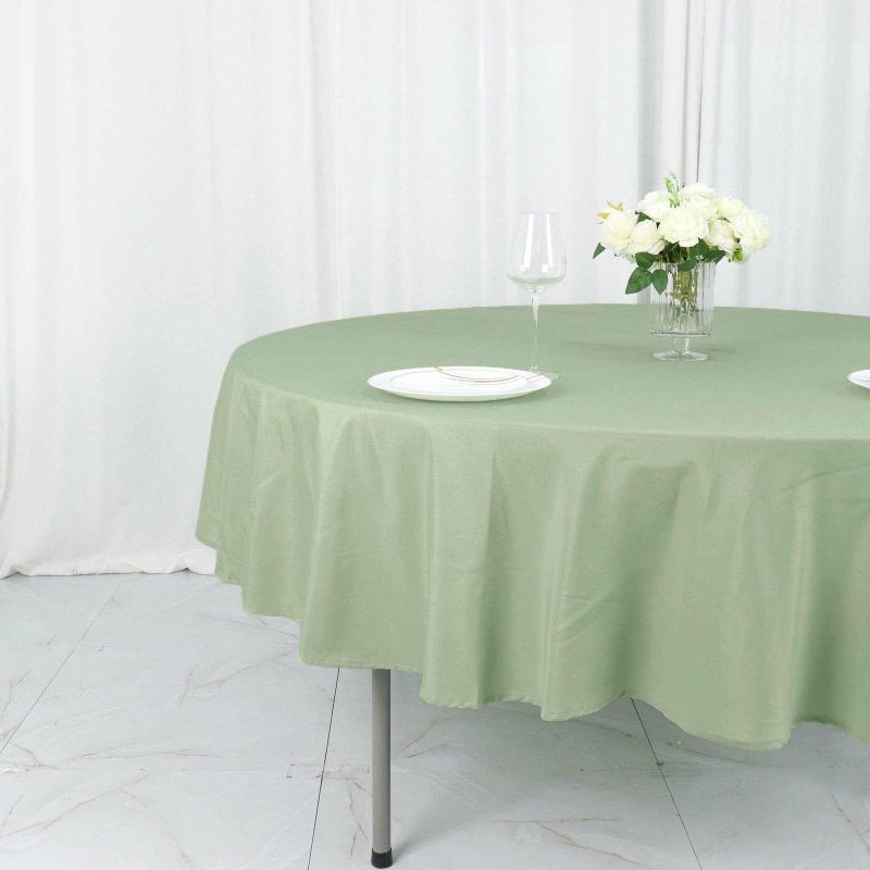 Sage Green Seamless Polyester Round Tablecloth 90″  |   Polyester Polyester Polyester