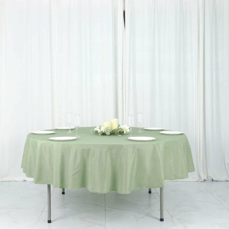 Sage Green Seamless Polyester Round Tablecloth 90″  |   Polyester Polyester Polyester