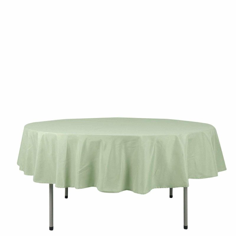 Sage Green Seamless Polyester Round Tablecloth 90″  |   Polyester Polyester Polyester