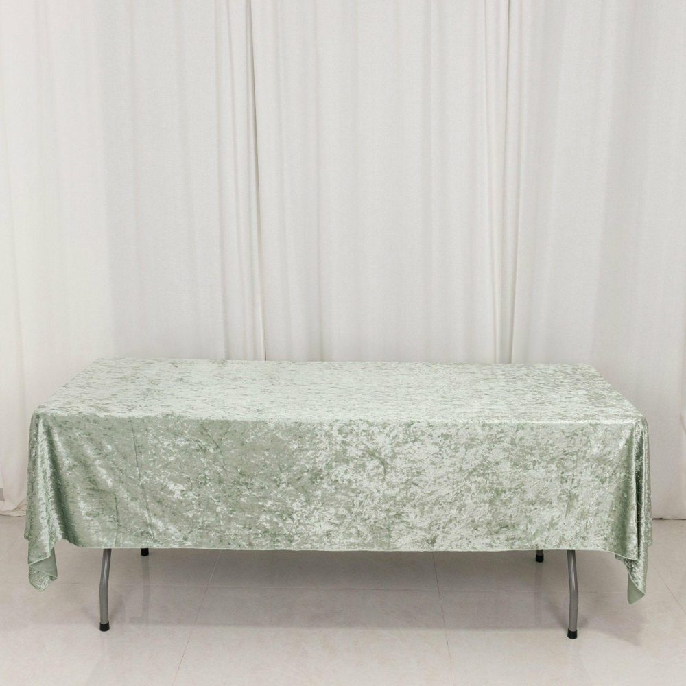 Sage Green Seamless Premium Crushed Velvet Rectangle Tablecloth – 60″x102″  |   Velvet & Flocking Tablecloths Sage green