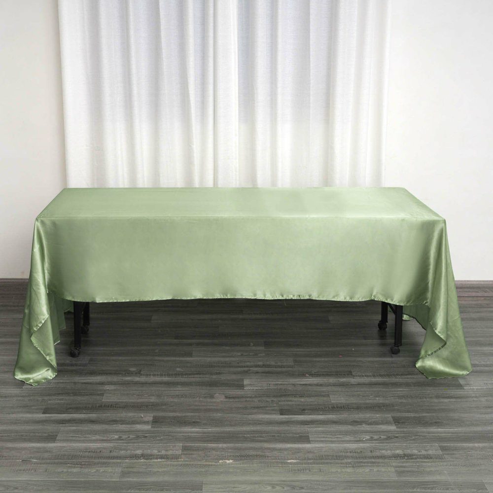 Sage Green Seamless Satin Rectangular Tablecloth 60″x126″  |   Satin Satin Sage green