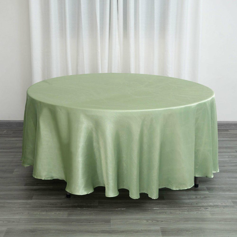 Sage Green Seamless Satin Round Tablecloth 108″  |   Satin Satin Sage green