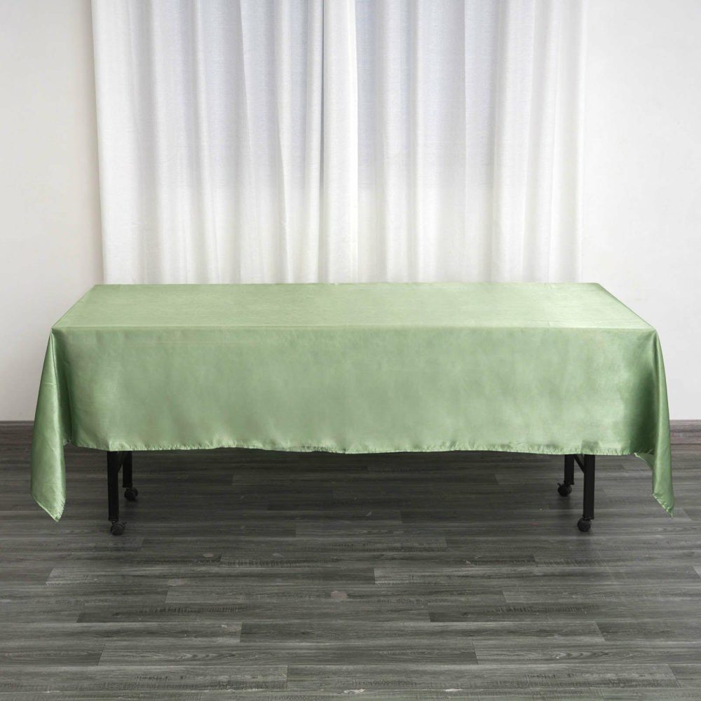 Sage Green Seamless Smooth Satin Rectangular Tablecloth 60″x102″  |   Satin Satin Sage green