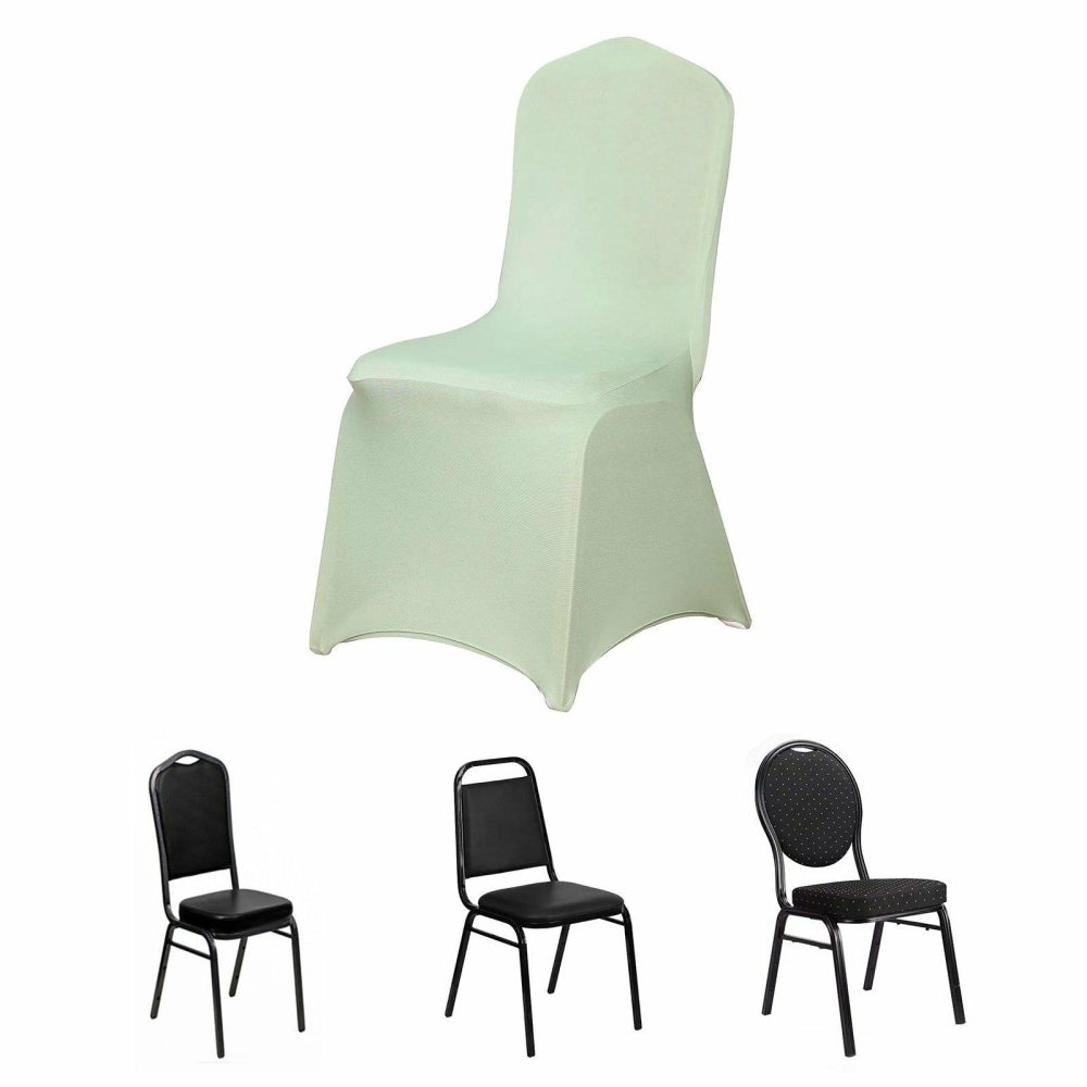 Sage Green Spandex Stretch Fitted Banquet Slip On Chair Cover 160 GSM  |   Spandex Fitted Banquet Chair Covers Sage green