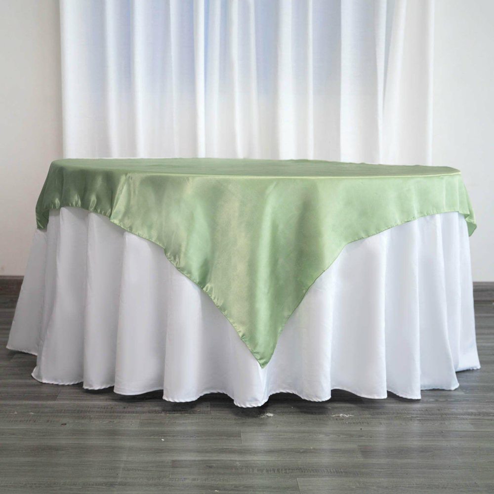 Sage Green Square Smooth Satin Table Overlay 60″x60″  |   Satin & Taffeta Satin & Taffeta Sage green