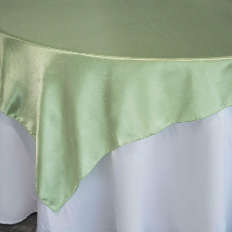 Sage Green Square Smooth Satin Table Overlay 60″x60″  |   Satin & Taffeta Satin & Taffeta Sage green