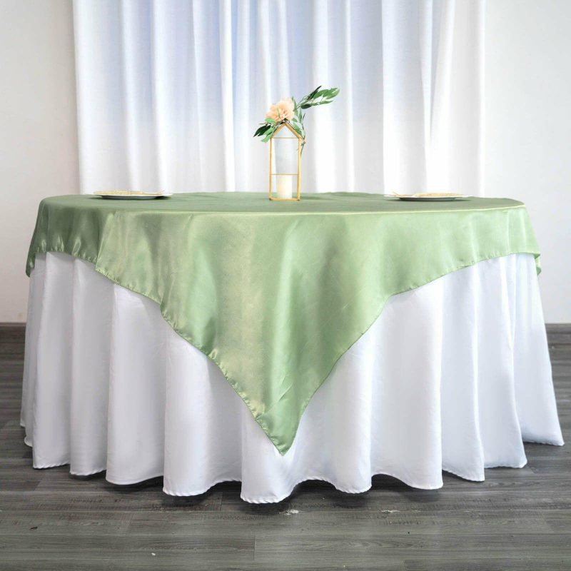 Sage Green Square Smooth Satin Table Overlay 60″x60″  |   Satin & Taffeta Satin & Taffeta Sage green