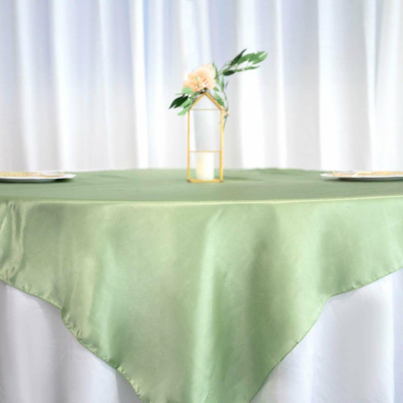 Sage Green Square Smooth Satin Table Overlay 60″x60″  |   Satin & Taffeta Satin & Taffeta Sage green