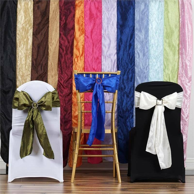 Sample Lot of Crinkle Crushed Taffeta Chair Sash Bows 6″x106″  |   Satin & Taffeta Chair Sashes Satin & Taffeta