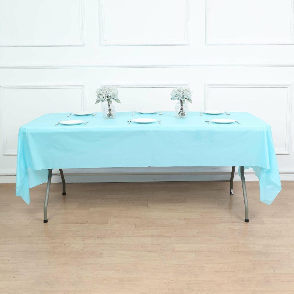 Serenity Blue Rectangle Plastic Table Cover, 54″x108″ PVC Waterproof Disposable Tablecloth  |   Disposable Tablecloth Disposable Tablecloth Disposable Tablecloth