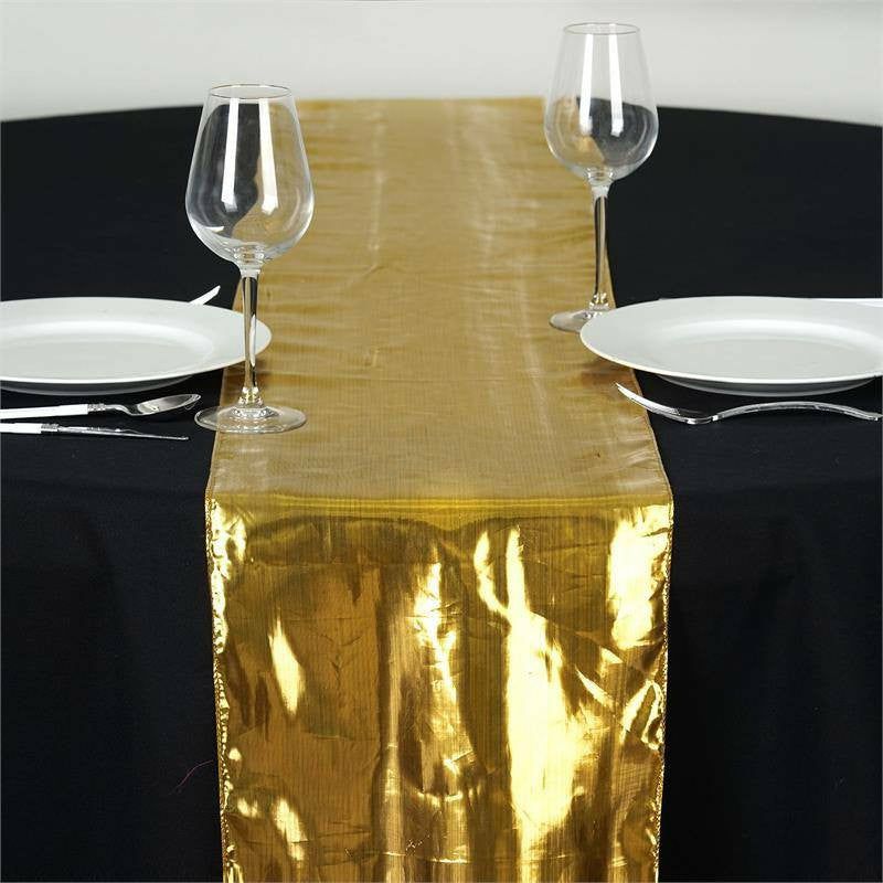 Shiny Metallic Foil Gold Lame Fabric Table Runner 13″x108″  |   Stylish Stylish Gold