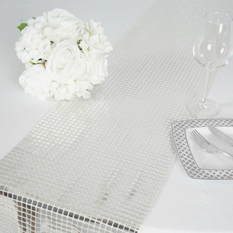 Silver Dashing Mirror Foil Table Runner 12″x108″  |   Stylish Stylish Silver