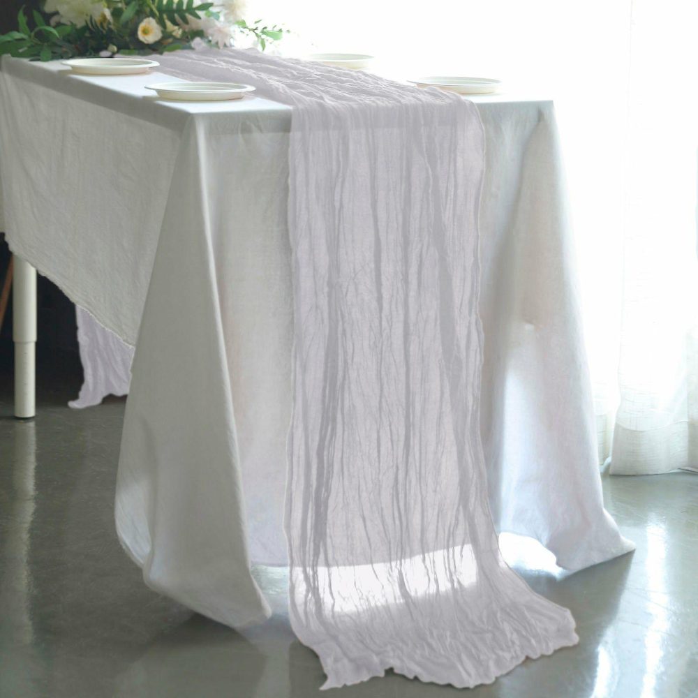 Silver Gauze Cheesecloth Boho Table Runner 10ft  |   Gauze Cheesecloth Gauze Cheesecloth Gauze Cheesecloth