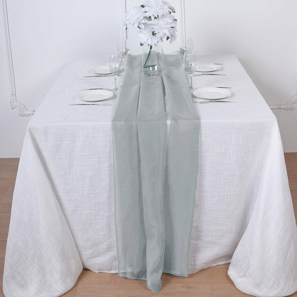 Silver Premium Chiffon Table Runner 6ft  |   Organza & Chiffon Organza & Chiffon Organza & Chiffon