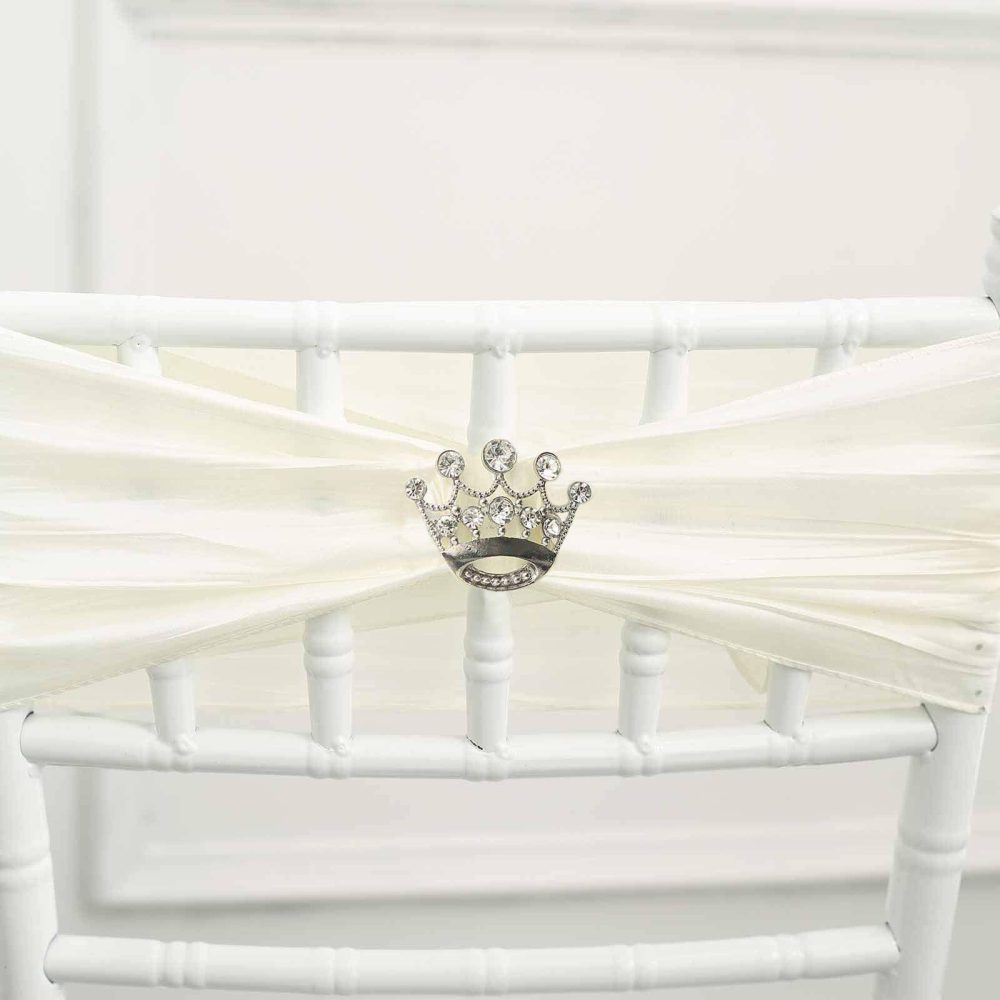 Silver Rhinestone Metal Crown Sash Band Buckle, Diamond Tiara Chair Wrap Bow Pin Brooch 2″  |   Sash Buckles & Clip Pins Chair Sashes Sash Buckles & Clip Pins