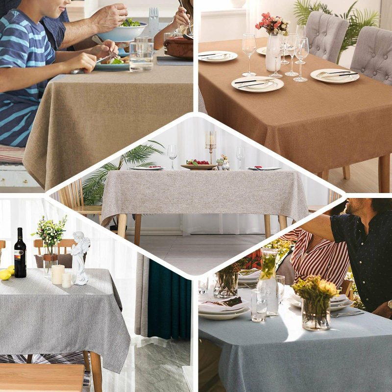 Silver Seamless Rectangular Tablecloth, Linen Table Cloth With Slubby Textured, Wrinkle Resistant 60″x102″  |   Jute Burlap & Lace Jute Burlap & Lace Jute Burlap & Lace