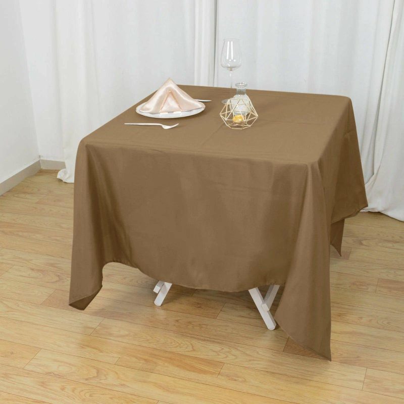 Taupe Polyester Square Tablecloth 70″x70″  |   Polyester Polyester Polyester