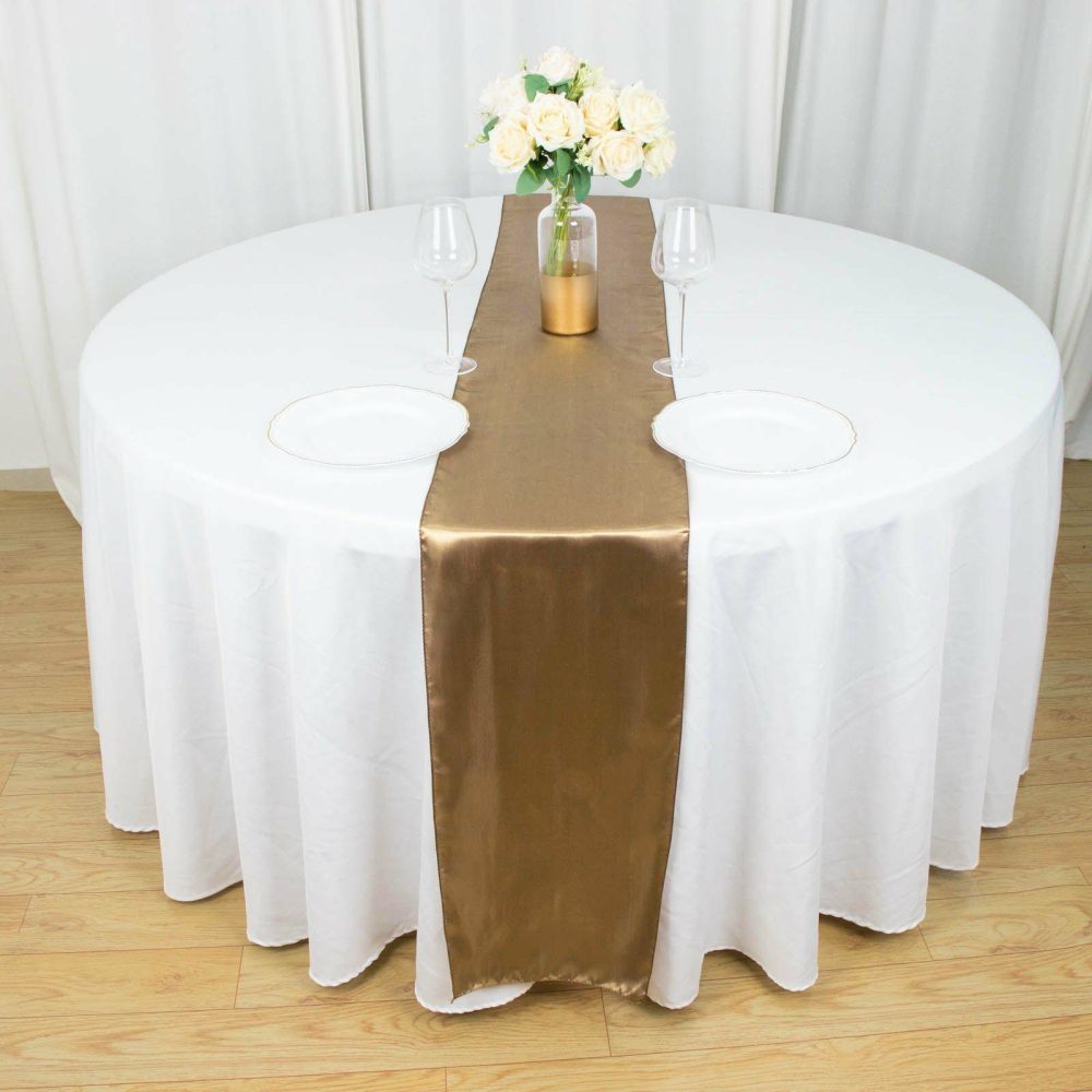 Taupe Seamless Satin Table Runner 12″x108″  |   Satin & Taffeta Satin & Taffeta Satin & Taffeta