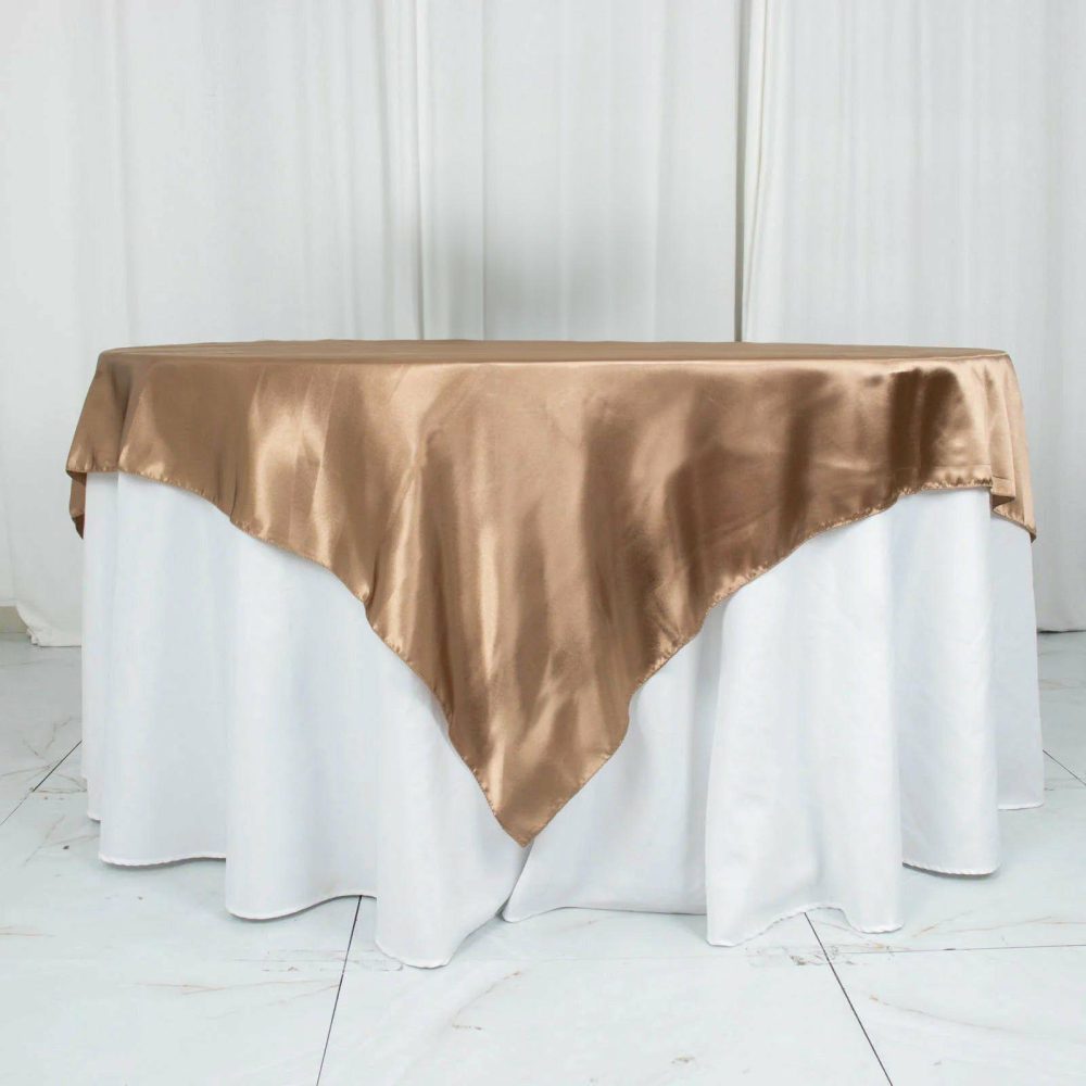 Taupe Smooth Satin Square Table Overlay 72″x72″  |   Satin & Taffeta Satin & Taffeta Satin & Taffeta