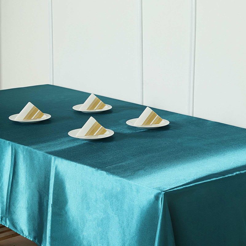 Teal Seamless Satin Rectangular Tablecloth 60″x126″  |   Satin Satin Satin