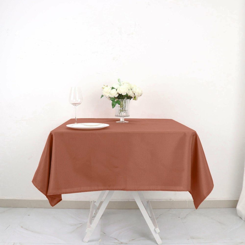 Terracotta Polyester Square Tablecloth 54″x54″  |   Polyester Polyester Polyester