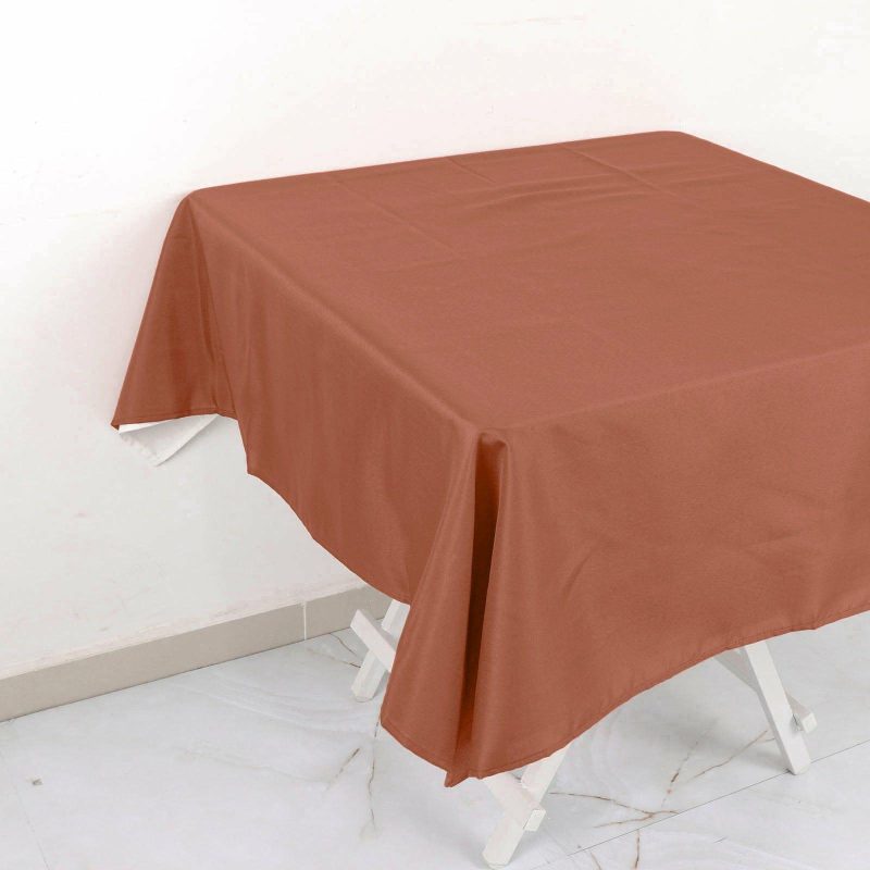 Terracotta Polyester Square Tablecloth 54″x54″  |   Polyester Polyester Polyester