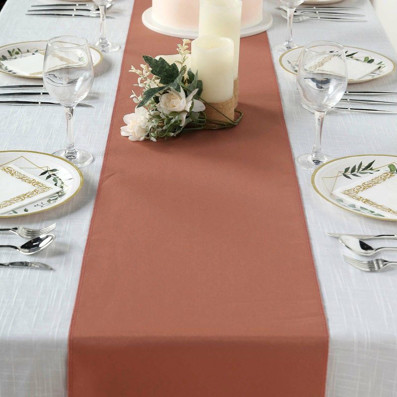 Terracotta (Rust) Polyester Table Runner 12″x108″  |   Polyester Polyester Polyester