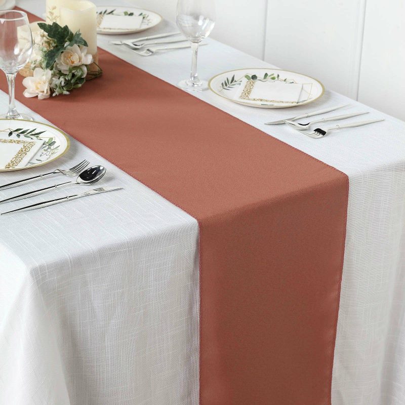 Terracotta (Rust) Polyester Table Runner 12″x108″  |   Polyester Polyester Polyester