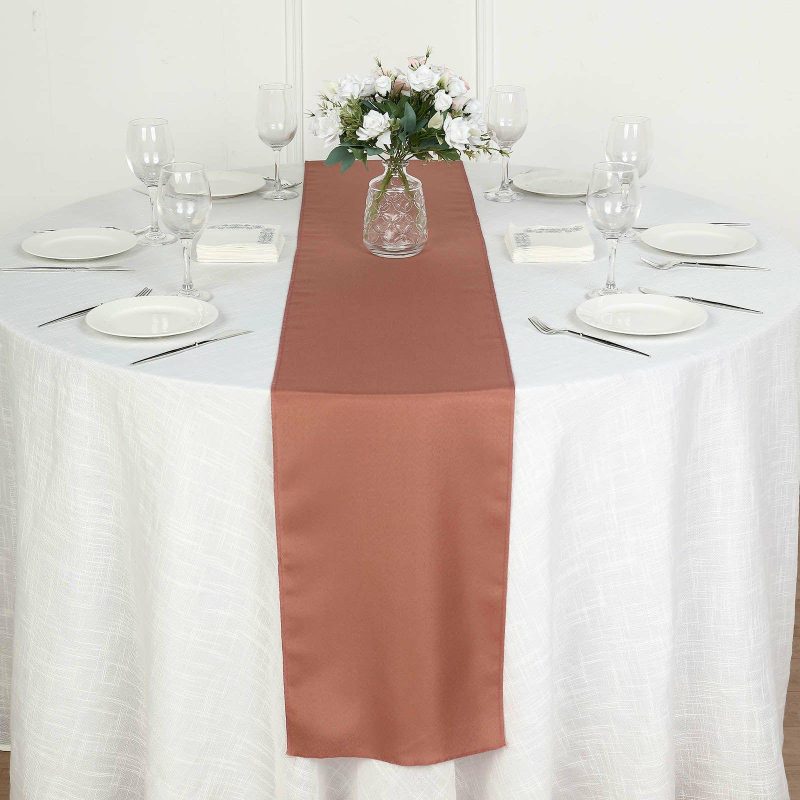 Terracotta (Rust) Polyester Table Runner 12″x108″  |   Polyester Polyester Polyester