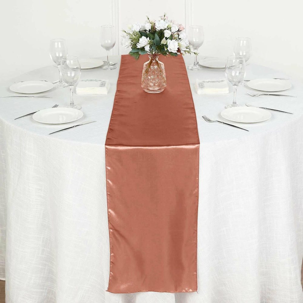 Terracotta (Rust) Satin Table Runner 12″x108″  |   Satin & Taffeta Satin & Taffeta Satin & Taffeta