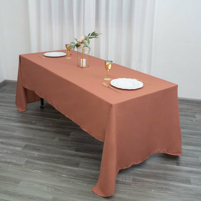 Terracotta (Rust) Seamless Polyester Rectangular Tablecloth – 60″x126″  |   Polyester Polyester Polyester