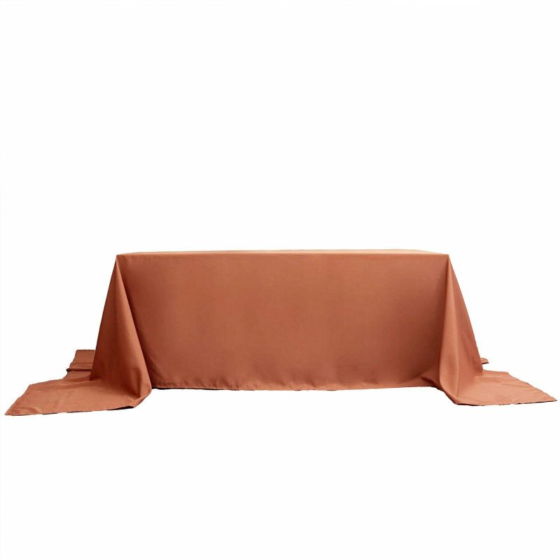 Terracotta (Rust) Seamless Polyester Rectangular Tablecloth – 90″x156″ for 8 Foot Table With Floor-Length Drop  |   Polyester Polyester Polyester