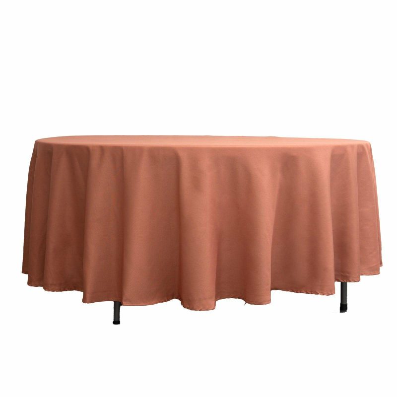 Terracotta (Rust) Seamless Polyester Round Tablecloth – 108″  |   Polyester Polyester Polyester