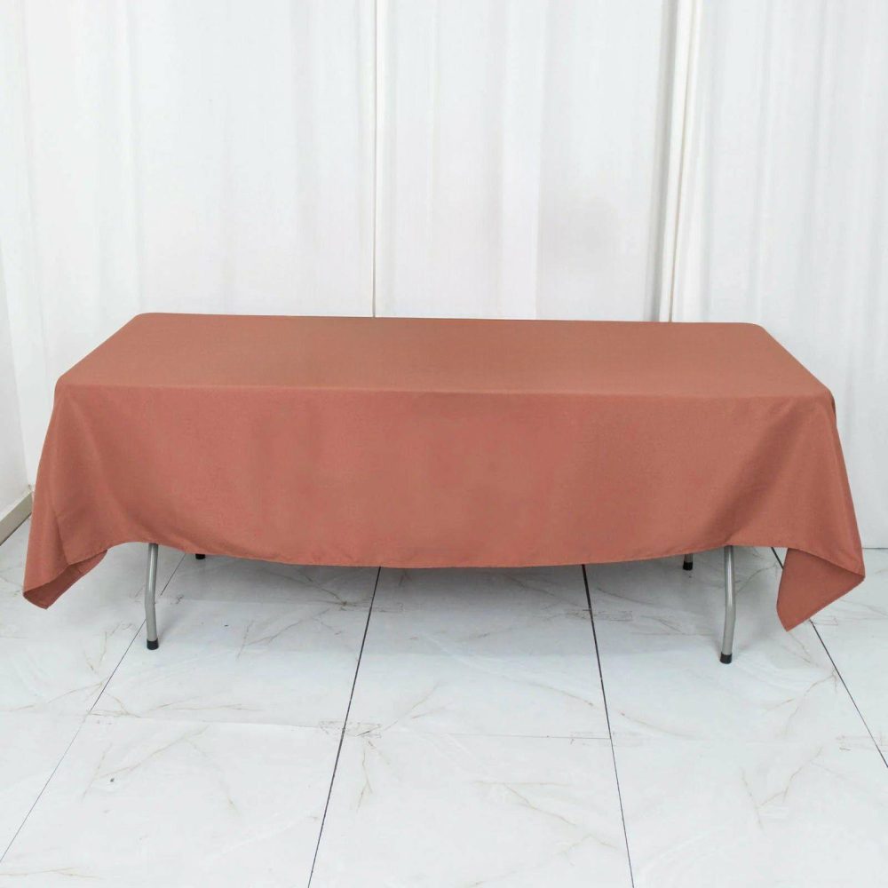 Terracotta (Rust) Seamless Premium Polyester Rectangular Tablecloth 220GSM – 60″x102″  |   Polyester Polyester Polyester