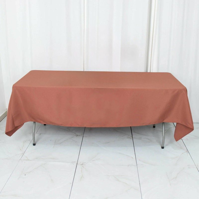 Terracotta (Rust) Seamless Premium Polyester Rectangular Tablecloth 220GSM – 60″x102″  |   Polyester Polyester Polyester