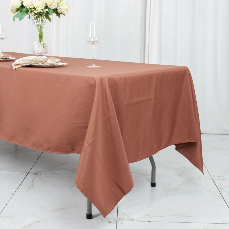 Terracotta (Rust) Seamless Premium Polyester Rectangular Tablecloth 220GSM – 60″x102″  |   Polyester Polyester Polyester