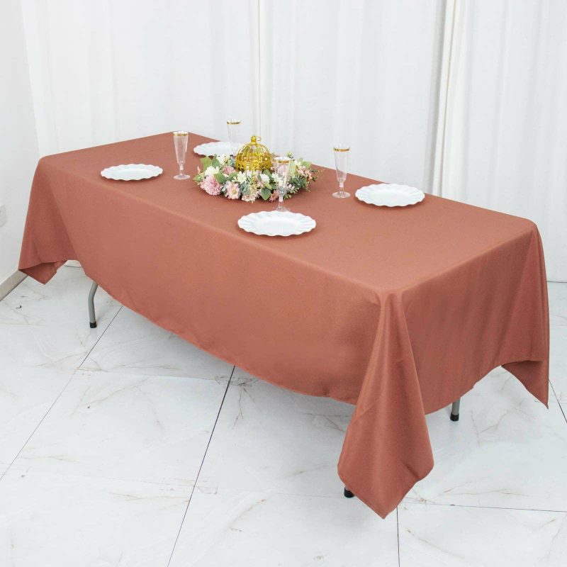 Terracotta (Rust) Seamless Premium Polyester Rectangular Tablecloth 220GSM – 60″x102″  |   Polyester Polyester Polyester