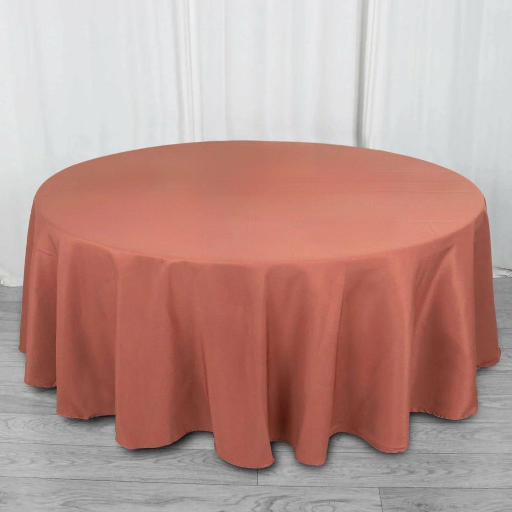 Terracotta (Rust) Seamless Premium Polyester Round Tablecloth 220GSM – 108″  |   Polyester Polyester Polyester